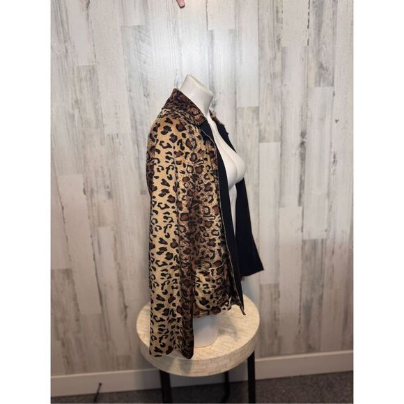 Woman's TanJay cheetah Faux Suede Jacket W/Pockets Lining size 10 - Picture 8 of 10